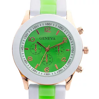 Watch123 雙色馬卡龍 爆款輕甜時尚果凍腕錶-青蘋綠