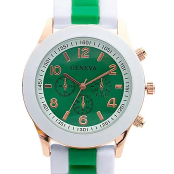 Watch123 雙色馬卡龍 爆款輕甜時尚果凍腕錶-青竹綠