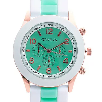 Watch123 雙色馬卡龍 爆款輕甜時尚果凍腕錶-薄荷綠