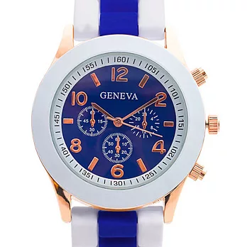 Watch123 雙色馬卡龍 爆款輕甜時尚果凍腕錶-寶石藍