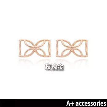 A+ accessories 韓劇 同款縷空花紋蝴蝶結耳環 (玫瑰金)