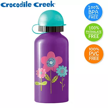 【美國Crocodile Creek】兒童不鏽鋼水瓶-紫色花朵紫色花朵