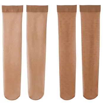 [MUJI 無印良品]水玉.格紋及膝絲襪2入自然米23~25cm