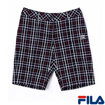 FILA女性女爵時尚格紋短褲5SHN-1221-NV-S學院藍