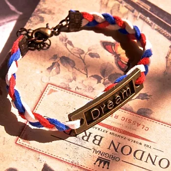 [ 綠綠亞 ] 築夢踏實 方形字牌手環 旅行配色 (紅白藍)