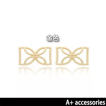 A+ accessories 韓劇 同款縷空花紋蝴蝶結耳環 (金色)