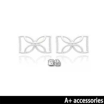 A+ accessories 韓劇 同款縷空花紋蝴蝶結耳環 (銀色)