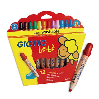 【義大利 GIOTTO】可洗式寶寶木質蠟筆(12色)
