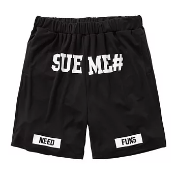 【CACO】CACO ST．美式街頭．星星字母運動短褲(男)S黑