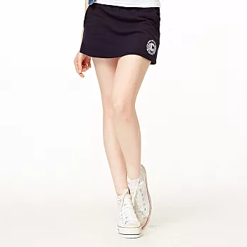 【CACO】CACO SURF．美式休閒．下擺LOGO燙絨褲裙(女)M丈青