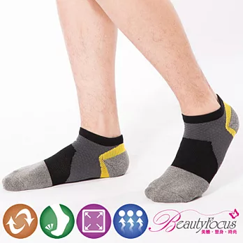 【BeautyFocus】竹炭萊卡護足加壓運動機能船型襪0618-灰色