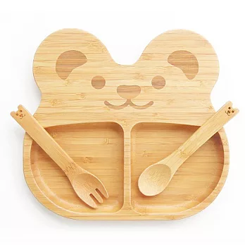 la-boos 純天然竹製兒童餐具 - 可愛ＱＱ熊