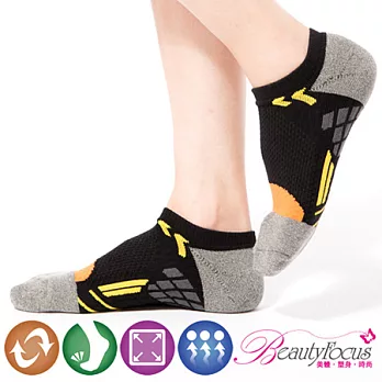 【BeautyFocus】竹炭萊卡運動型護足加壓腳踝襪0617-黑色