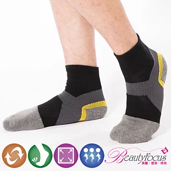 【BeautyFocus】竹炭萊卡運動型護足加壓1/2短襪0619-灰色