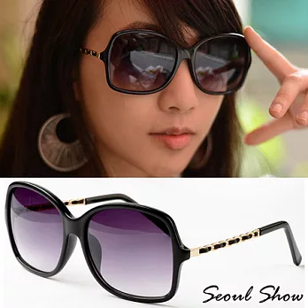 Seoul Show 時尚香香風皮質鍊帶款太陽眼鏡1308亮黑