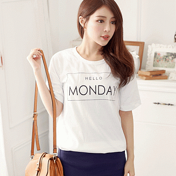 【韓國連線】。韓國空運 休閒自然星期一T恤上衣 白系