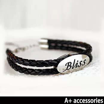 A+ accessories 超夯偶像劇激似款 Bliss 祈願鈦鋼皮繩手鍊磁扣銀色 (男款)