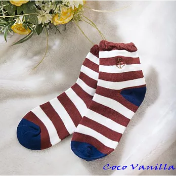 【Coco Vanilla】海軍條紋棉質女襪 (紅)