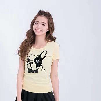 BullDog Bow 蜜桃棉 短袖 女TS鵝黃