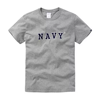 【CACO】NAVY．獨家經銷．NAVY字短T(男)L淺麻灰