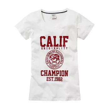 【CACO】CACO SURF．美式休閒．CALIF熊短T(女)M白