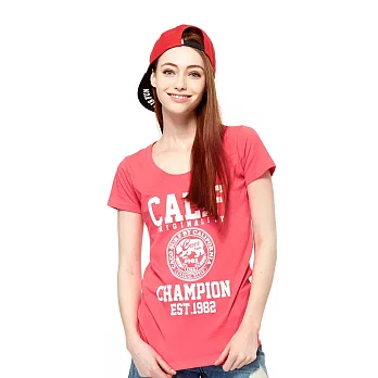【CACO】CACO SURF．美式休閒．CALIF熊短T(女)S橘紅