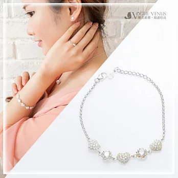 維克維娜 美好愛情。水鑽造型愛心 926純銀手鍊