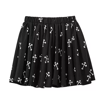 【CACO】CREAM PUNK．十字架雪紡褲裙(女)FREE黑