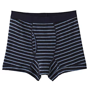 [MUJI 無印良品]男棉針織前開拳擊內褲S深藍紋