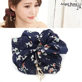 【Angel Rena】貓咪樂園˙墜飾大腸圈髮束(深藍)