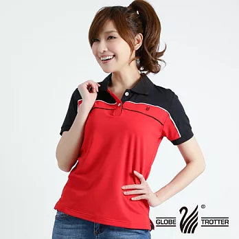 【遊遍天下】MIT台灣製女款抗UV涼爽吸濕排汗機能POLO衫(SV068)M紅/黑