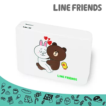 LINE FRIENDS 正版授權 10000mAH 雙USB輸出 替換式背蓋 行動電源【戀愛款】戀愛白