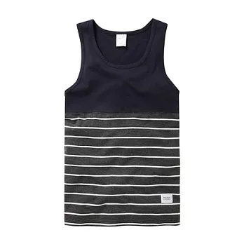 【CACO】NAVY．獨家經銷．拼接條紋背心(男)S丈青