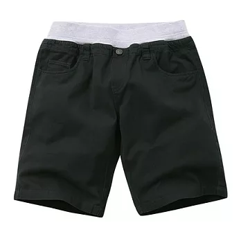 【CACO】CACO ST．美式街頭．螺紋褲頭休閒短褲(男)M丈青