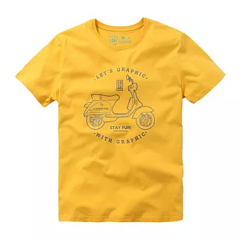 【CACO】GRAPHIC T．設計圖像．偉士牌機車短T(男)M芥黃