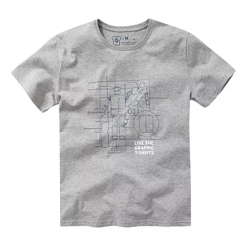 【CACO】GRAPHIC T．設計圖像．機器人短T(男)L麻灰