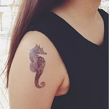 Dottinghill 刺青 紋身貼紙 / Seahorse Zentangle