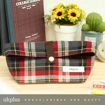 uhplus 劍橋學院風 萬用收納立袋 - knowledge (紅灰格)