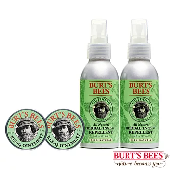 【BURT’S BEES】戶外草本組合 - 檸檬草防蚊液 115ml 二入 + 神奇紫草膏8.5G 二入