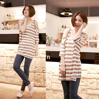 ROSE。人氣首選浪漫雙色肩洞上衣可可系