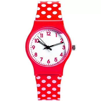 Watch-123 愛戀點點-夏日繽紛歡樂多彩軟膠腕錶(玫瑰紅)