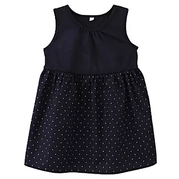 [MUJI 無印良品]女幼有機棉針織拼接無袖長版衫90深藍