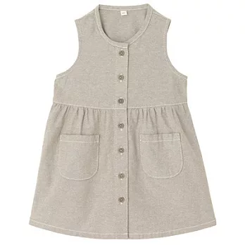 [MUJI 無印良品]女幼有機棉牛津布無袖長版衫90卡其綠