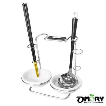 【OMORY】不鏽鋼雙槽/平行湯杓筷架