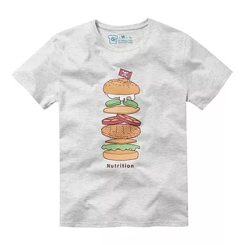 【CACO】GRAPHIC T．設計圖像．美味漢堡棉短T(男)S麻花白