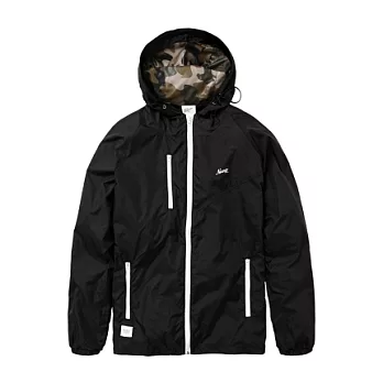 【CACO】NAVY．獨家經銷．配色拉鍊連帽風衣外套(男)XL黑