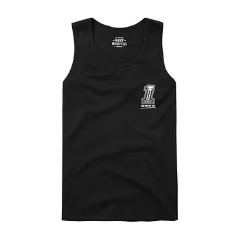 【CACO】NAVY．獨家經銷．數字橢圓膠印背心(男)S黑