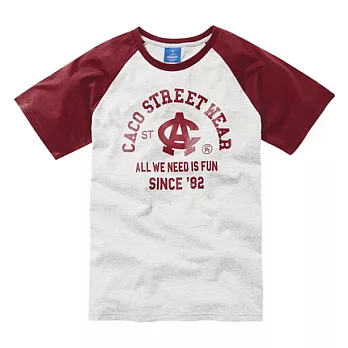 【CACO】CACO ST．美式街頭．字體拉克蘭短T(男)S麻花白