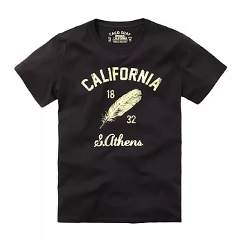 【CACO】CACO SURF．美式休閒．刷舊感羽毛短T(男)M黑