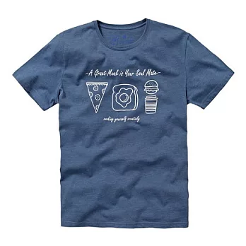 【CACO】GRAPHIC T．設計圖像．美式食物膠印短T(男)S花紗藍